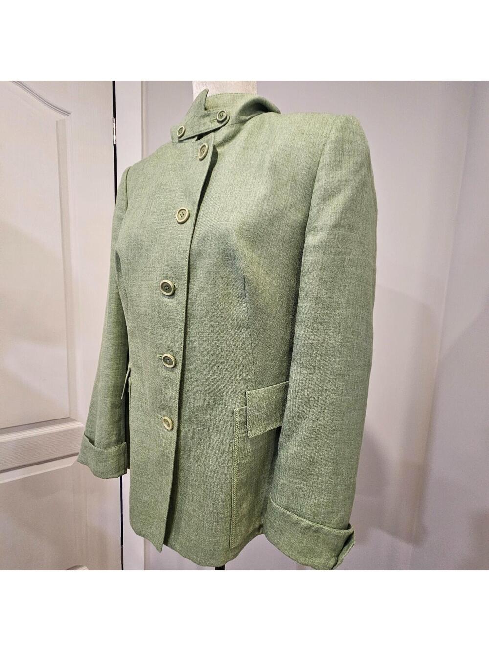Akris Switzerland Cashmere Linen Silk Blazer Jacket Sage Green US 12
